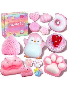 14Pcs Cute Squishy Toys - Stress Relief, Sensory Fidget Toys for Kids & Adults